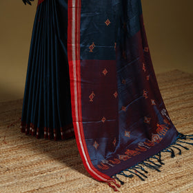 Silk cotton khun saree with ilkal pallu chikki paras border