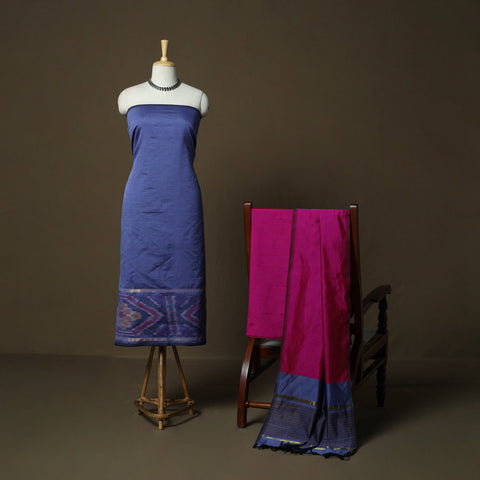 Handloom silk cotton pochampally ikat 3pc unstitched dress