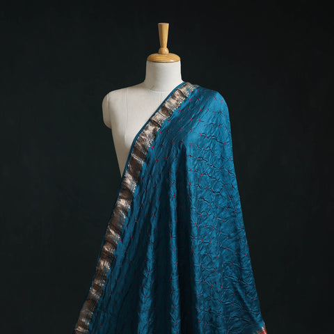 Silk tie-dye bandhani fabric with zari border 18