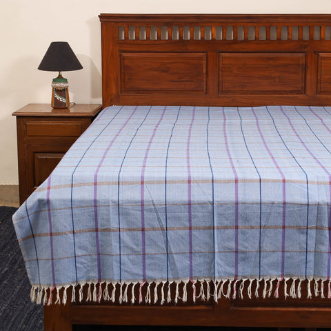 Blue - single handloom cotton bed sheet (90 x 60 in) 106