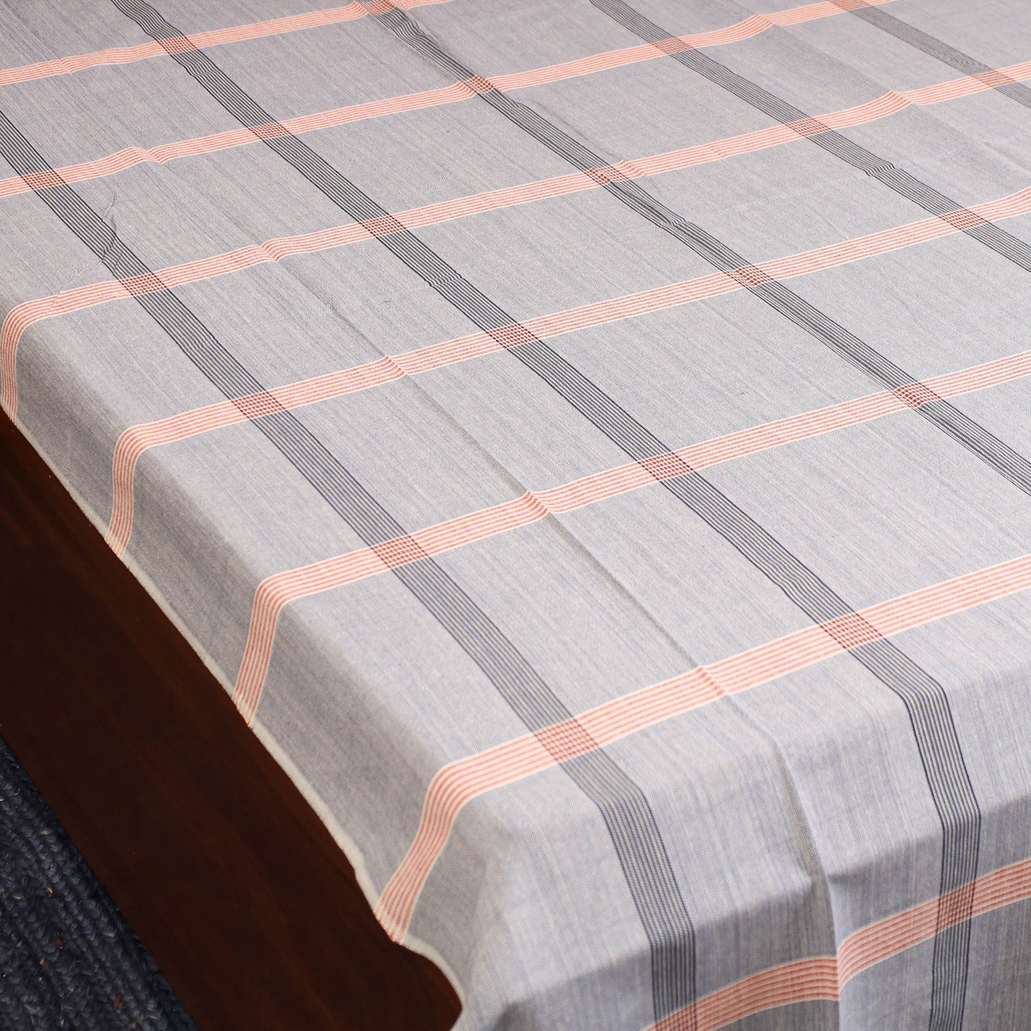 Blue - single handloom cotton bed sheet (90 x 60 in) 114