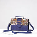 Blue Sling Bag - Handpainted Kalamkari Natural Dyed Ghicha Silk