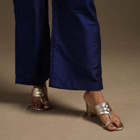 Blue - slub silk elasticated plain palazzo 09 - handcrafted