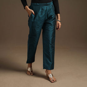 Slub silk elasticated plain pant 04 - handcrafted