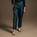Slub silk elasticated plain pant 04 - handcrafted