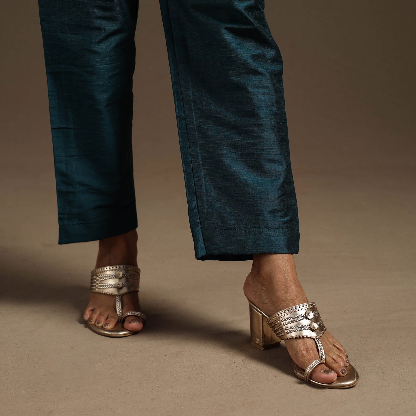 Slub silk elasticated plain pant 04 - handcrafted