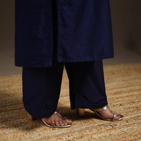 Blue - slub silk embroidered plain kurta set (set of 3) 12