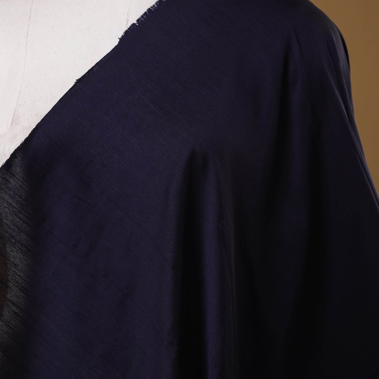 Blue - slub silk plain fabric 06 - handcrafted