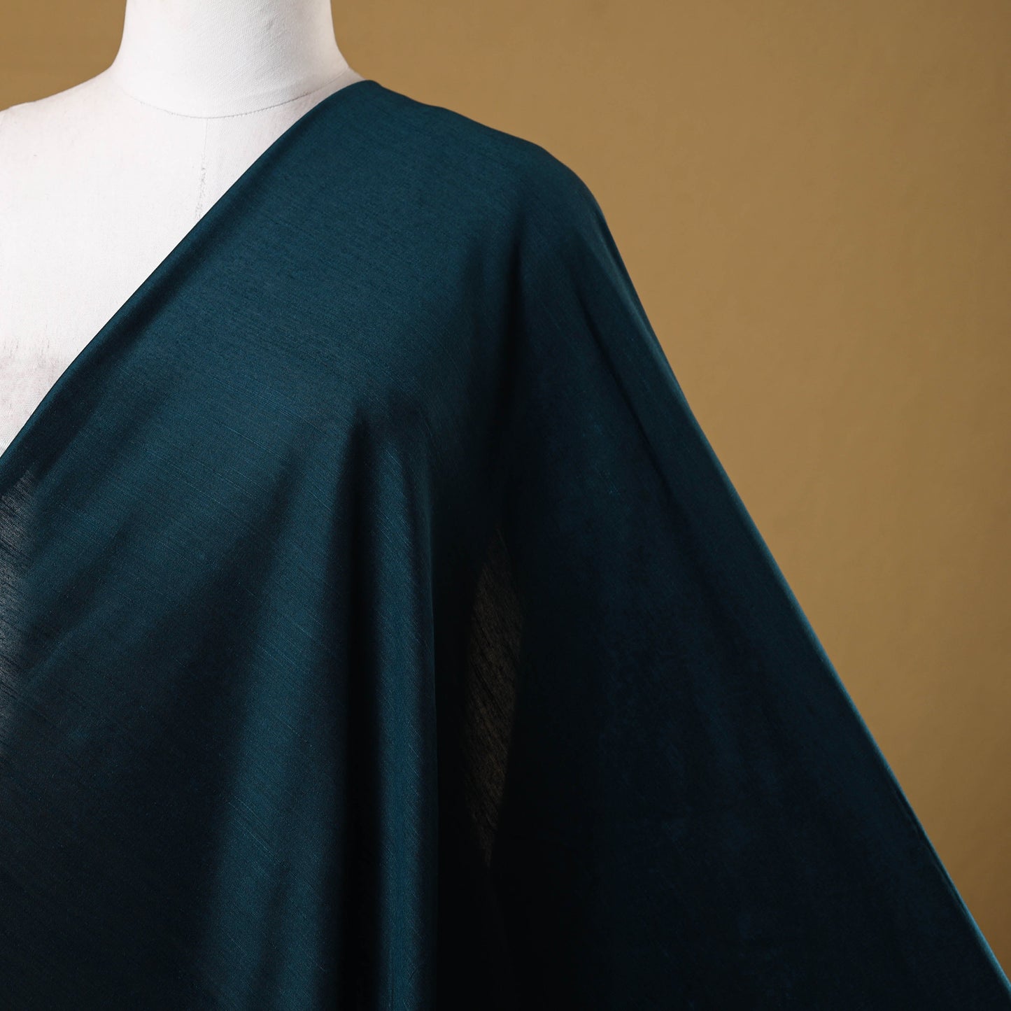 Blue - slub silk plain fabric 08 - handcrafted