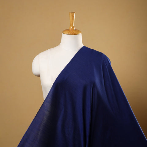 Blue Plain Slub Silk Fabric 