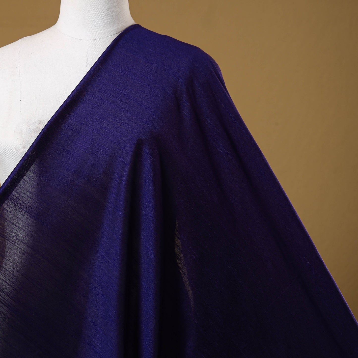 Blue - slub silk plain fabric 13 - handcrafted