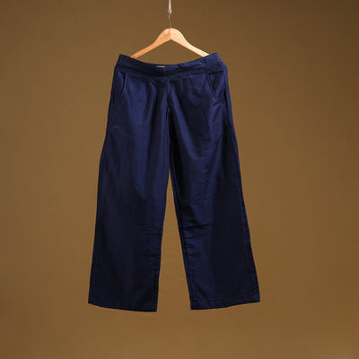 Blue - slub silk plain palazzo 14 - handcrafted