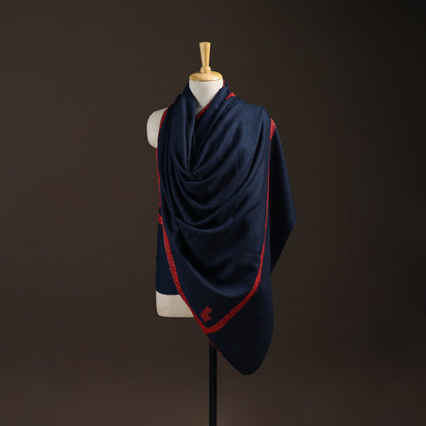Blue - sozni hand embroidery merino wool handwoven kashmiri