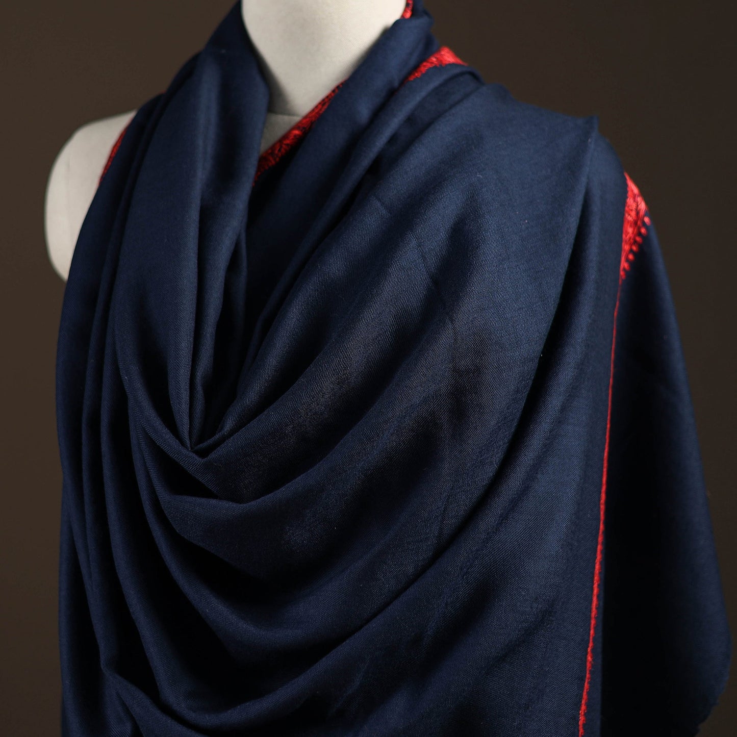 Blue - sozni hand embroidery merino wool handwoven kashmiri