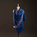 Blue - sozni hand embroidery merino wool handwoven kashmiri