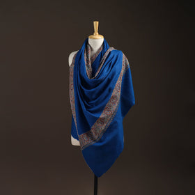 Blue - sozni hand embroidery merino wool handwoven kashmiri