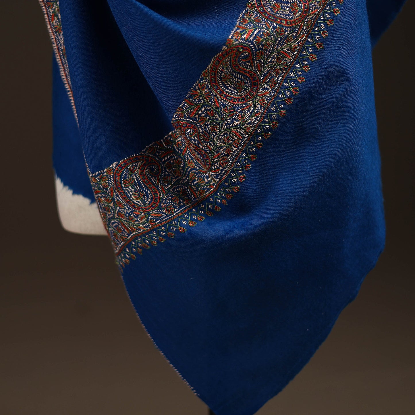Blue - sozni hand embroidery merino wool handwoven kashmiri