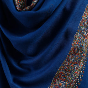 Blue - sozni hand embroidery merino wool handwoven kashmiri