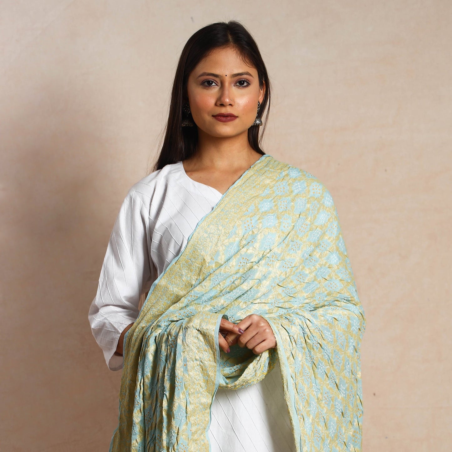 Buy Special Bandhani Banarasi Brocade Georgette Neem Jaal Dupatta Online l iTokri.com