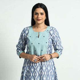 Buy Pochampally Ikat Weave Patchwork Cotton Kurta Online at iTokri.com