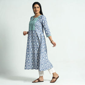 Buy Pochampally Ikat Weave Patchwork Cotton Kurta Online at iTokri.com