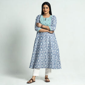 Buy Pochampally Ikat Weave Patchwork Cotton Kurta Online at iTokri.com