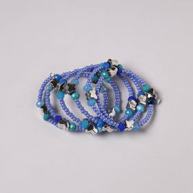 Blue - spiral handmade beaded bracelet 206 - handcrafted