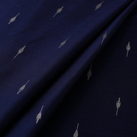 Blue - spun dupion viscose silk buti fabric 02 - handcrafted