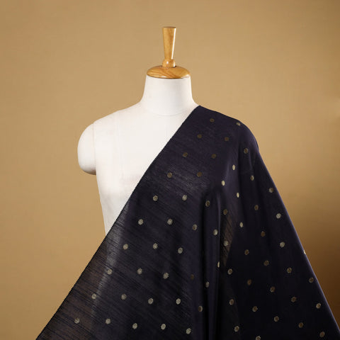 Blue - spun dupion viscose silk buti fabric 03 - handcrafted