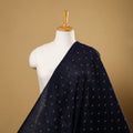 Blue Spun Dupion Viscose Silk Buti Fabric