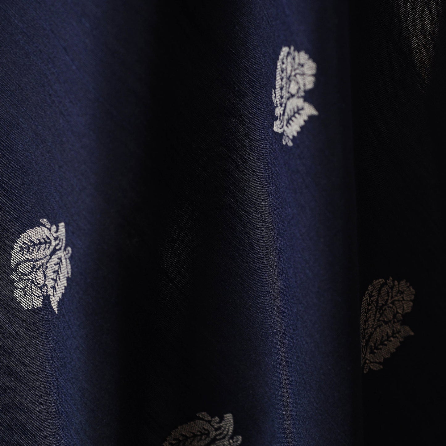 Blue - spun dupion viscose silk thread buta fabric 06