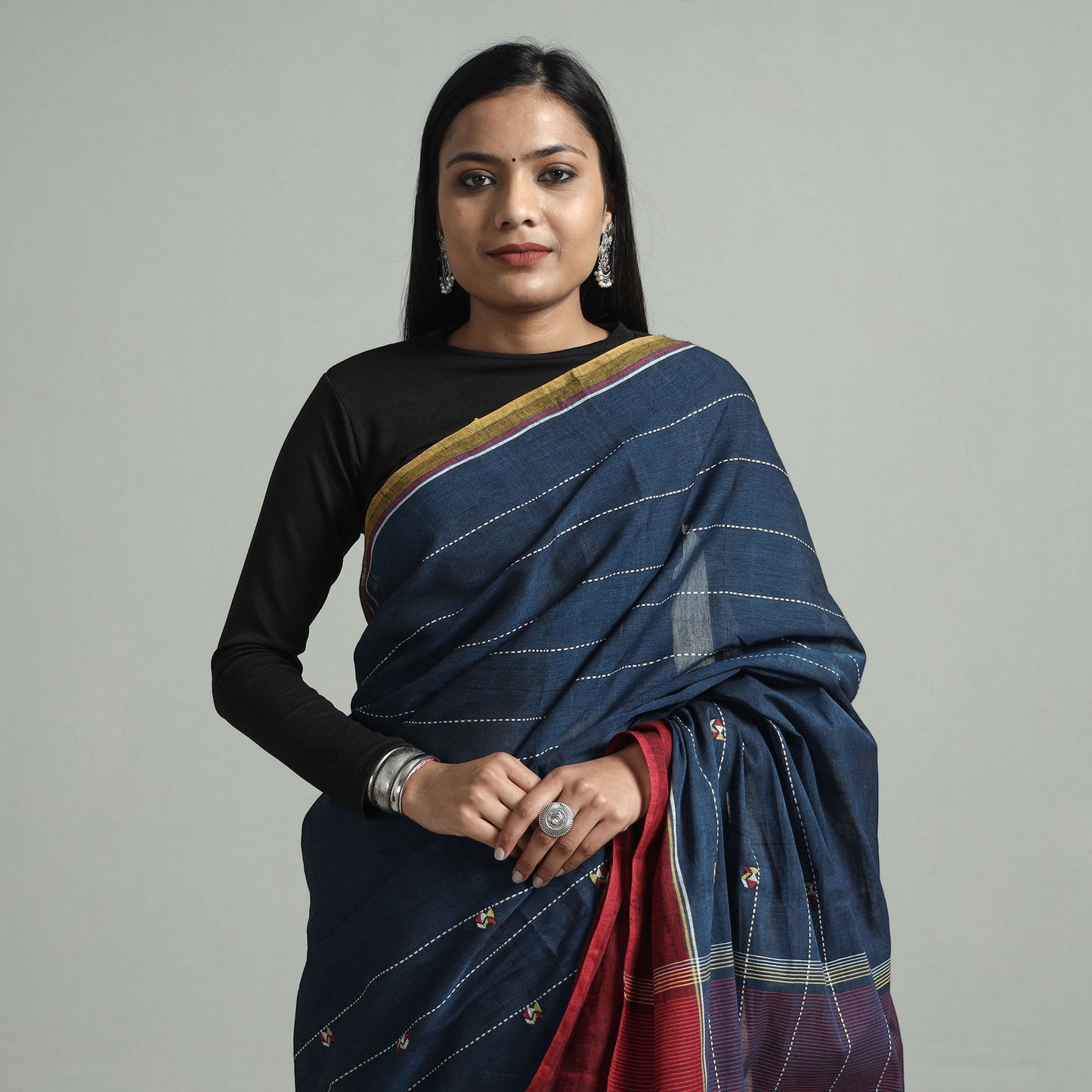  Srikakulam Fish & Water Jamdani Cotton Handspun Handloom Saree 