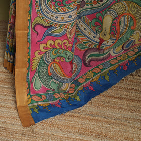 Blue - srikalahasti handpainted natural dyed bangalore silk