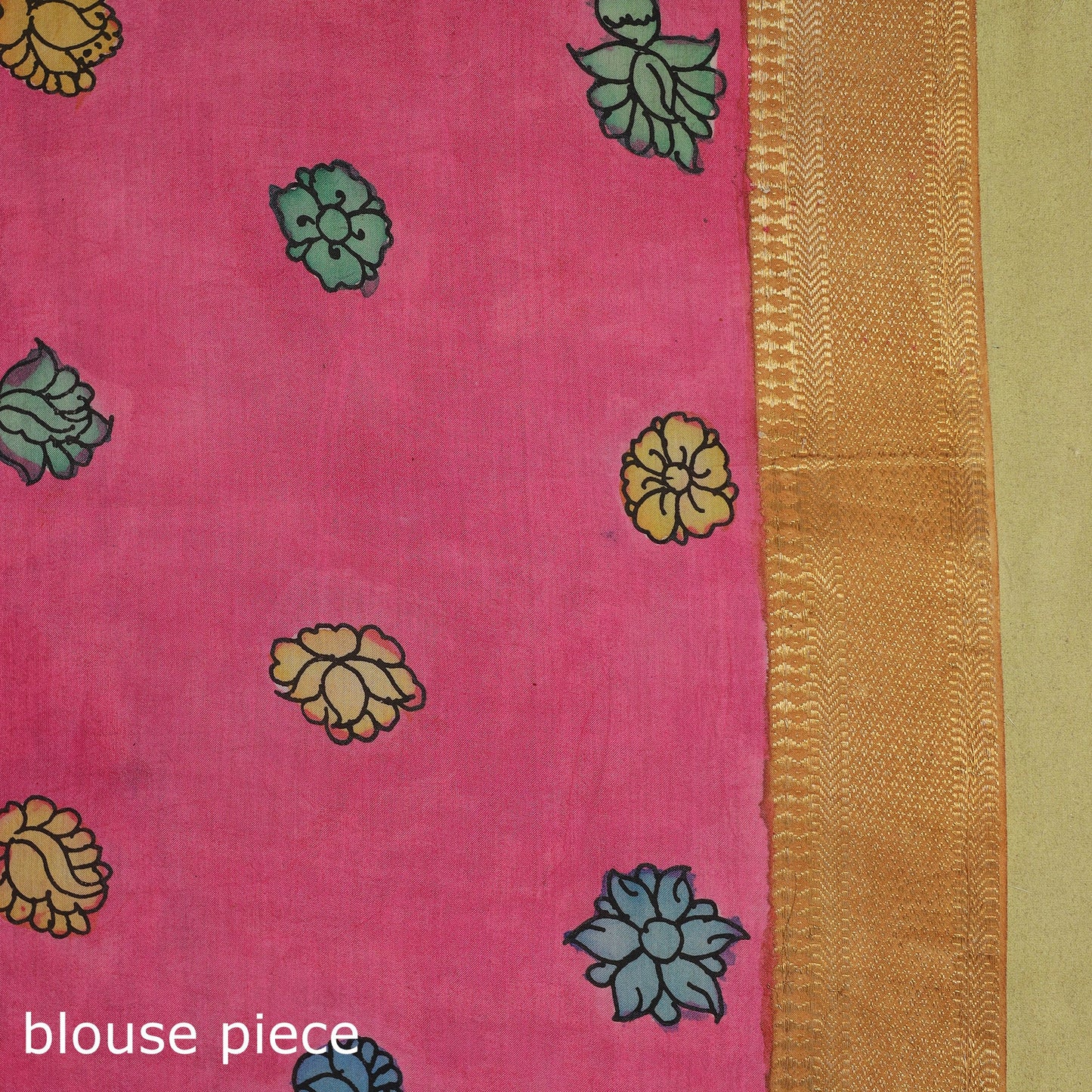 Blue - srikalahasti handpainted natural dyed bangalore silk