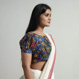 Blue - srikalahasti handpainted penwork kalamkari chanderi