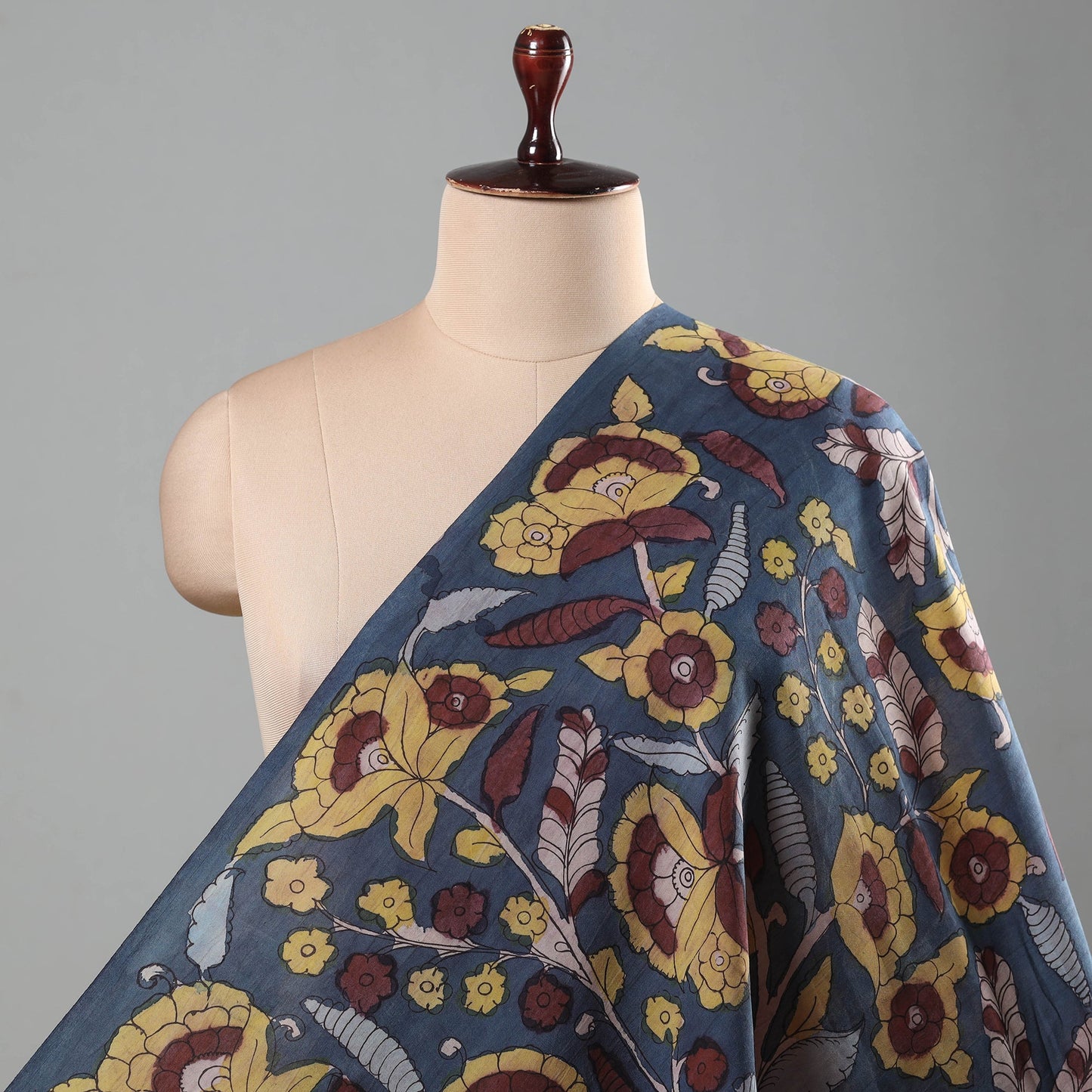 Buy Srikalahasti Kalamkari Pen Work Chanderi Silk Fabric