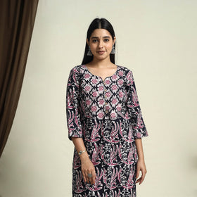  Blue Straight Batik Print Cotton Kurta for Women