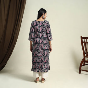  Blue Straight Batik Print Cotton Kurta for Women