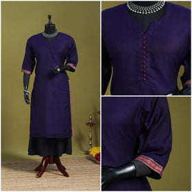 Blue - straight cotton dharwad kurta 03 - handcrafted