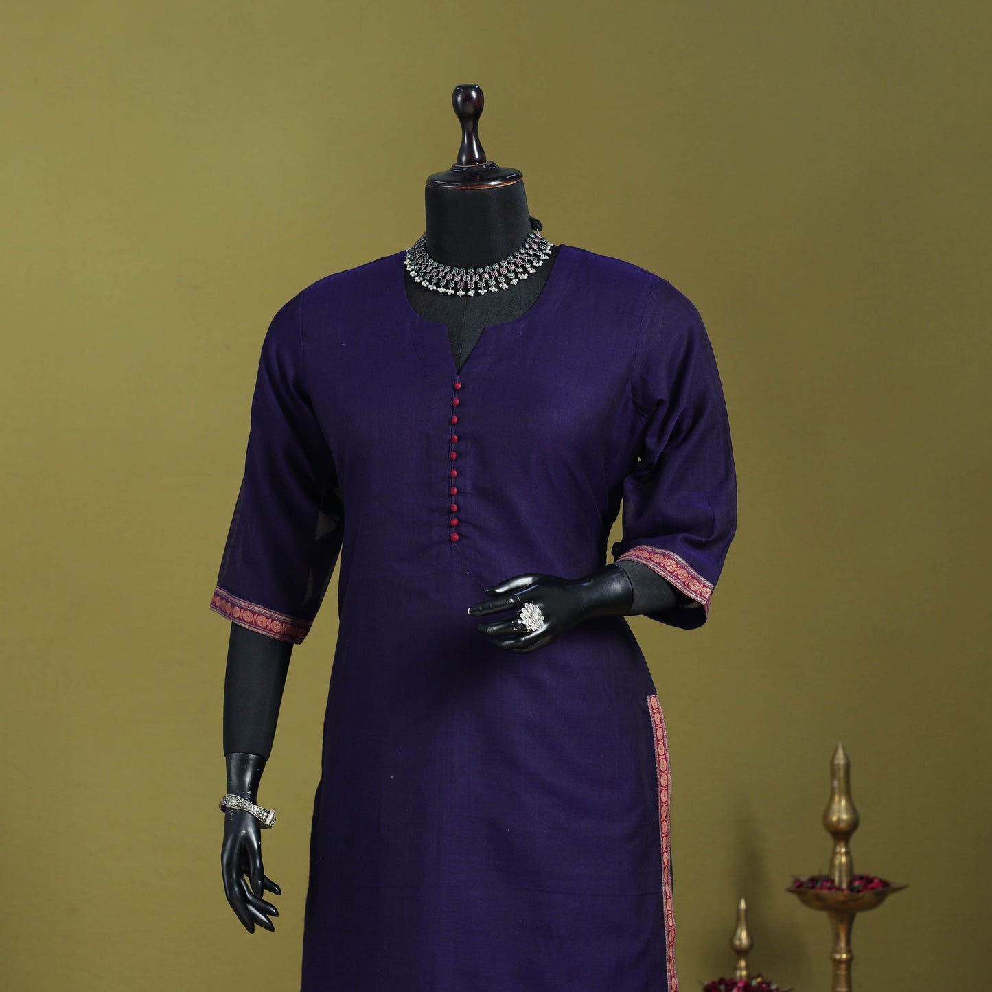 Blue - straight cotton dharwad kurta 03 - handcrafted