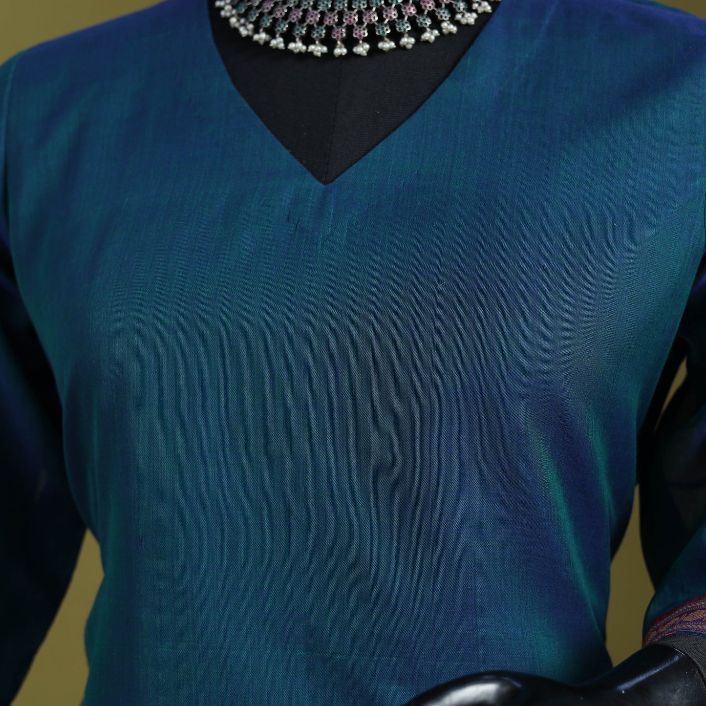 Blue - straight cotton dharwad kurta 08 - handcrafted