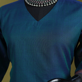 Blue - straight cotton dharwad kurta 08 - handcrafted