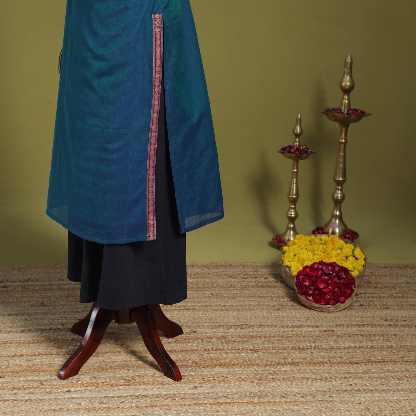 Blue - straight cotton dharwad kurta 08 - handcrafted