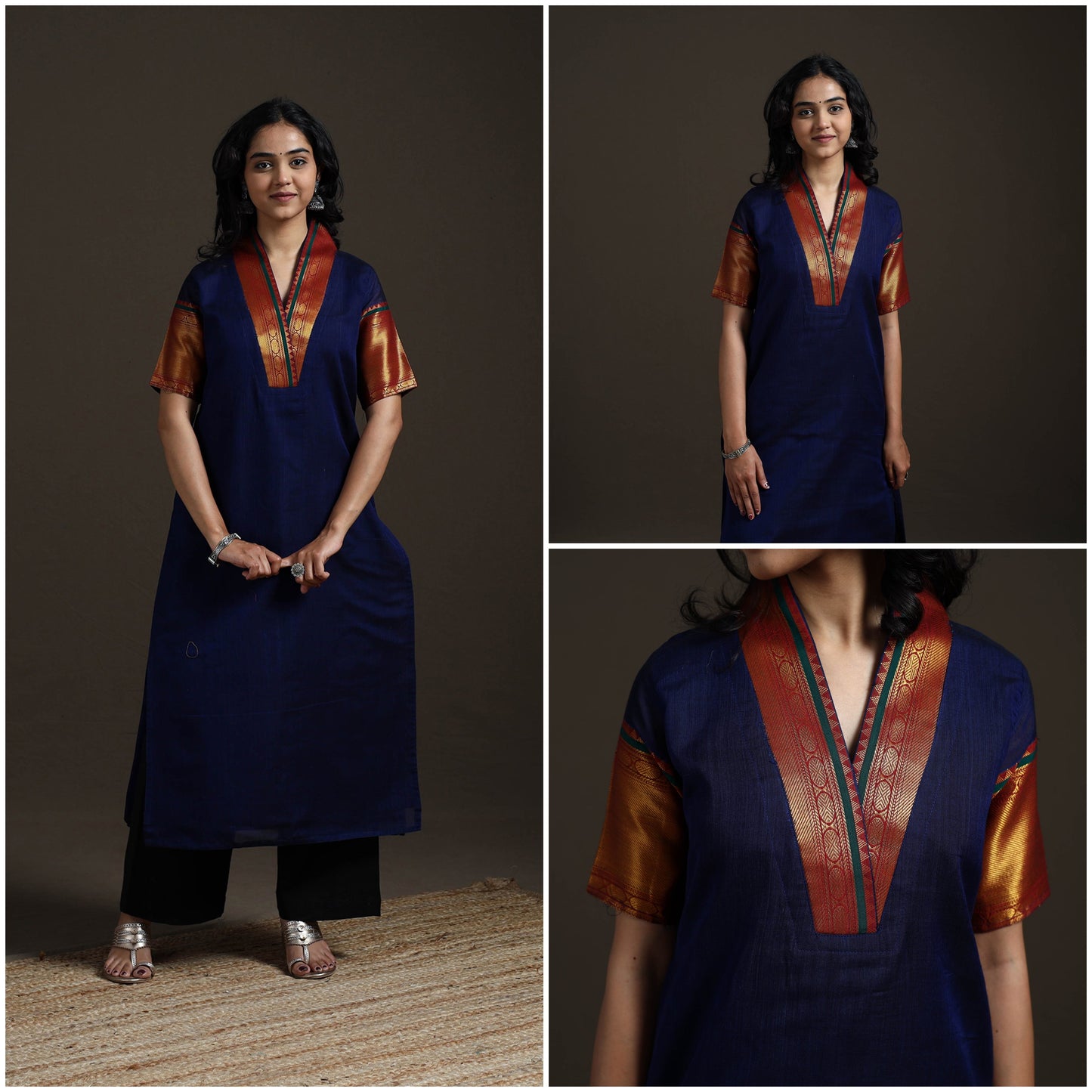 Straight cotton dharwad kurta for women 02 - handcrafted