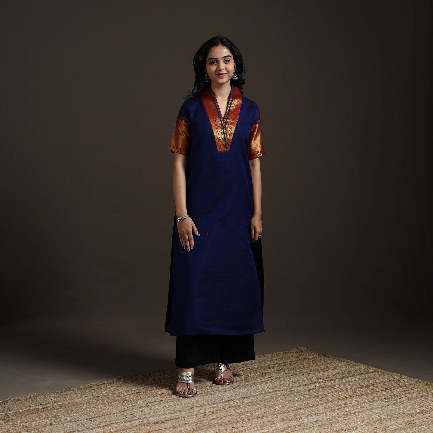 Straight cotton dharwad kurta for women 02 - handcrafted