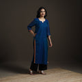 Straight cotton dharwad kurta for women 09 - handcrafted
