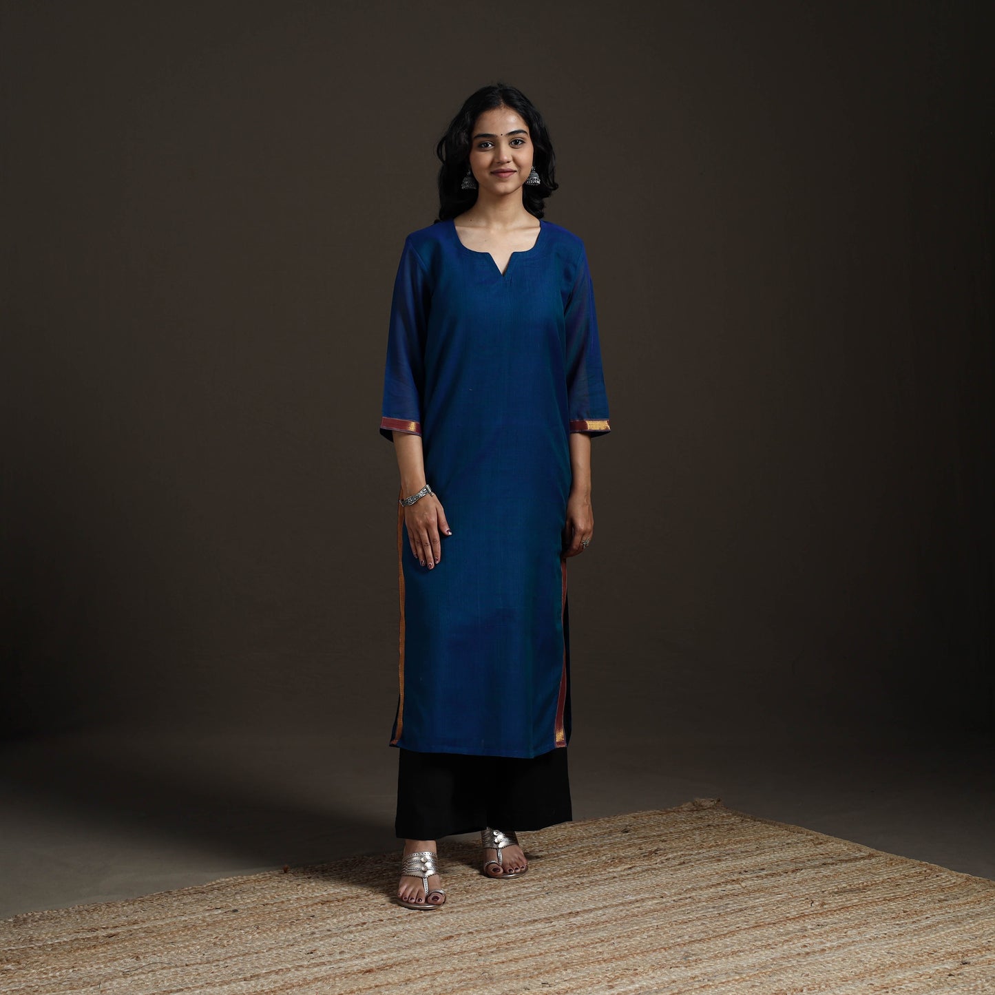 Straight cotton dharwad kurta for women 09 - handcrafted