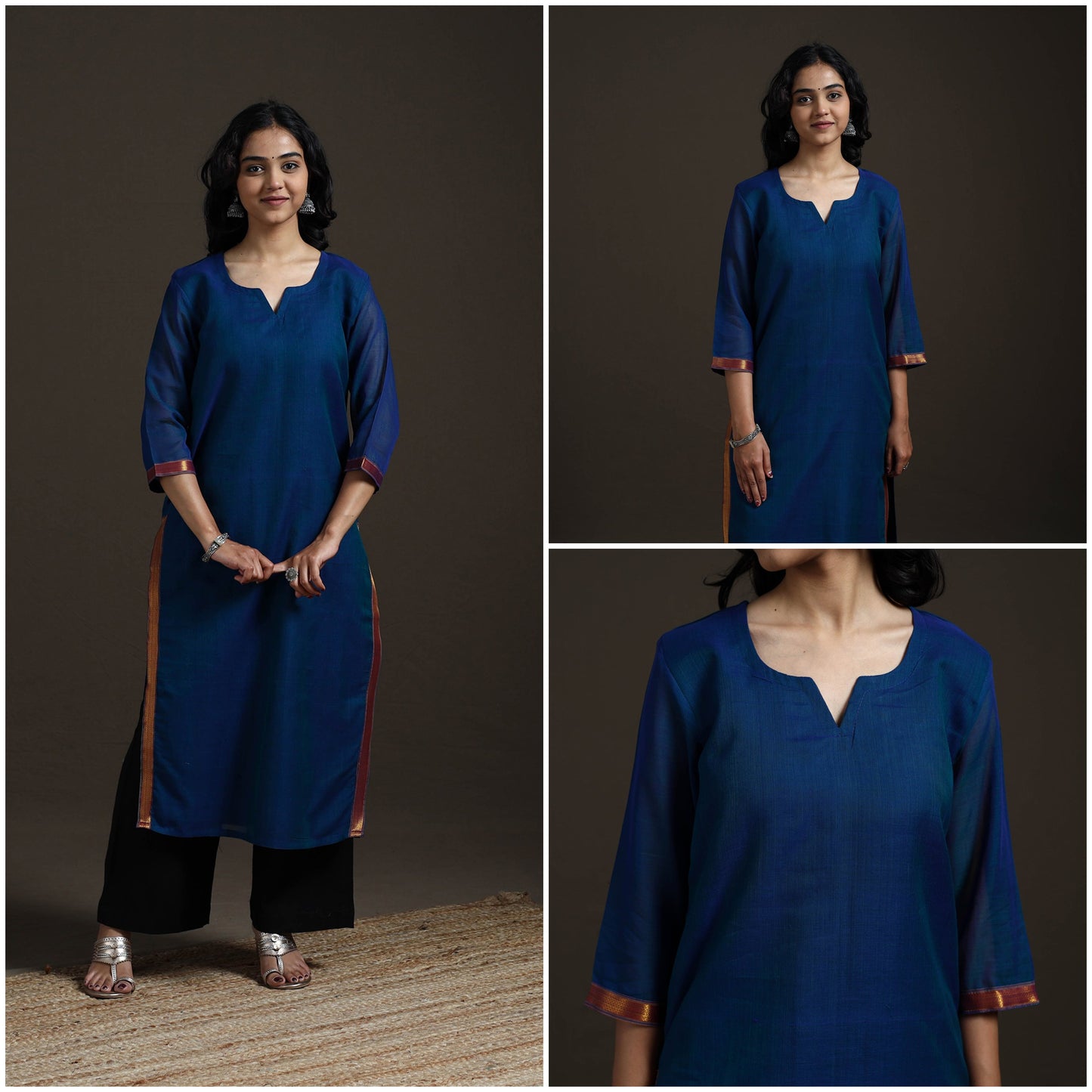 Straight cotton dharwad kurta for women 09 - handcrafted