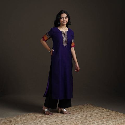 Straight cotton dharwad kurta for women 15 - handcrafted