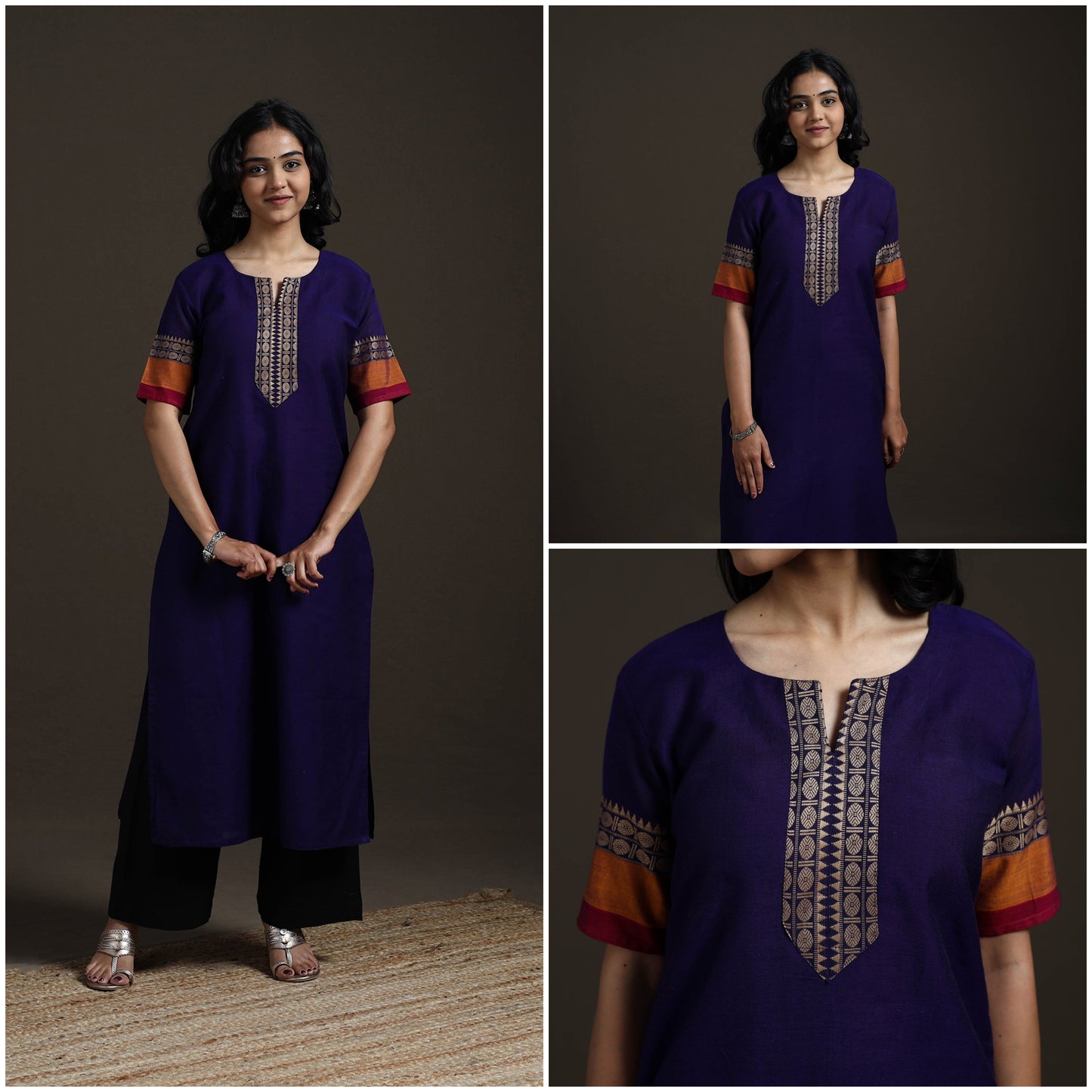 Straight cotton dharwad kurta for women 15 - handcrafted